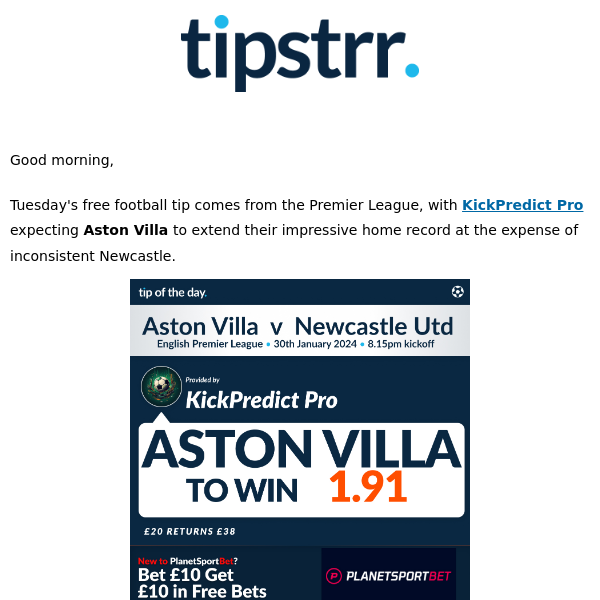 Free football tip from one of Tuesday's Premier League games