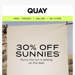 Quay Australia 30% off sunnies ends tonight