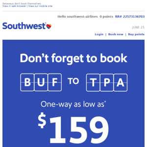 Book your low fare to Tampa!