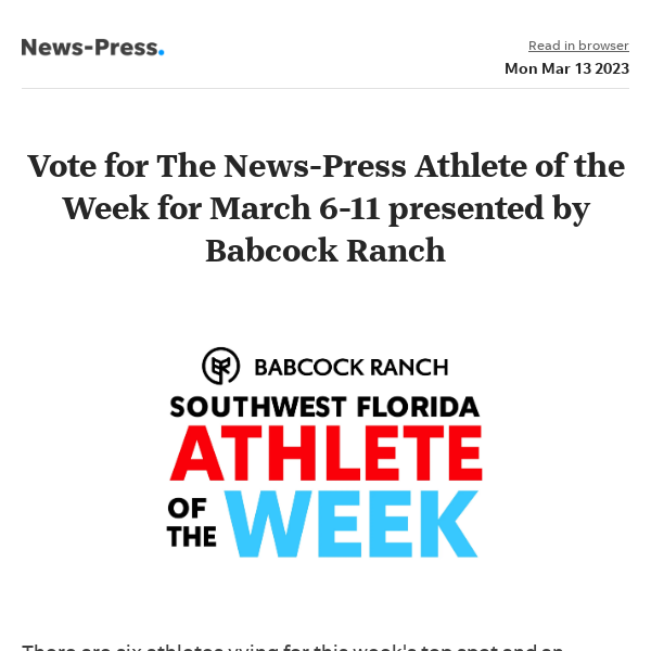 News alert: Vote for The News-Press Athlete of the Week for March 6-11 presented by Babcock Ranch