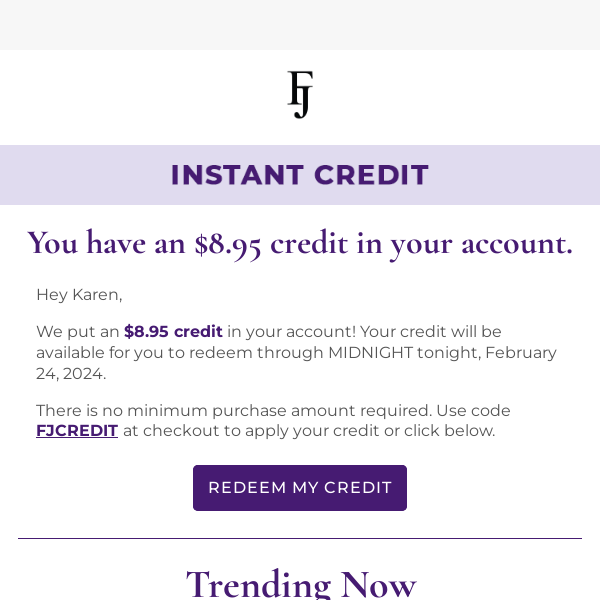 💰 You have an $8.95 credit!