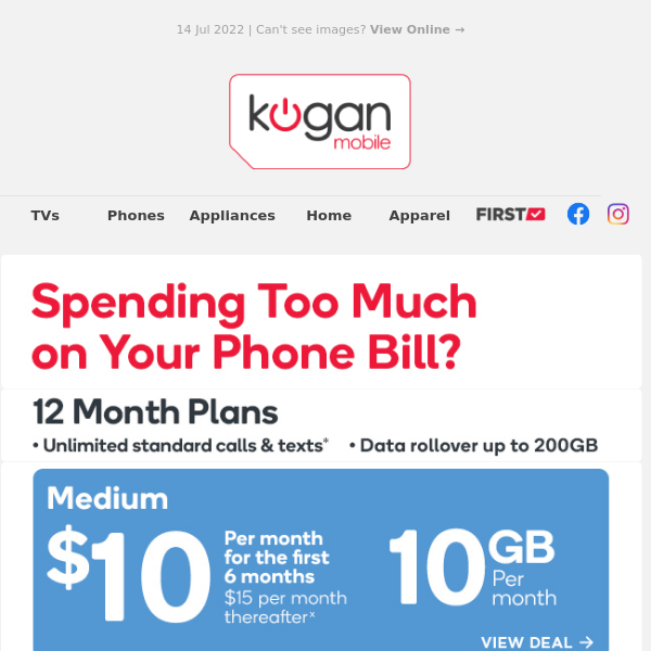 10GB for $10/Month & Save on the First 6 Months! ($15/Month Thereafter)ˣ