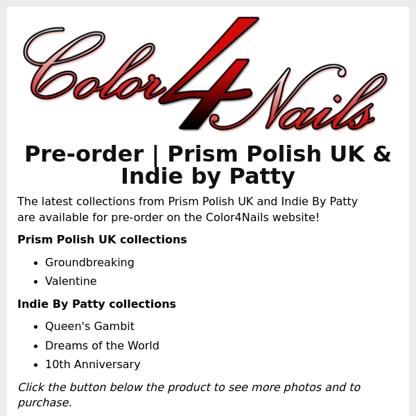 Pre-order | Latest from Prism Polish UK & Indie by Patty!