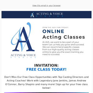 INVITATION: FREE CLASS TODAY!