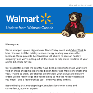 Update from Walmart Canada