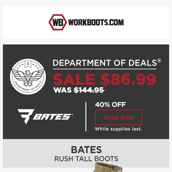 DOD: $86.99 Bates Rush Boots (nearly GONE!)