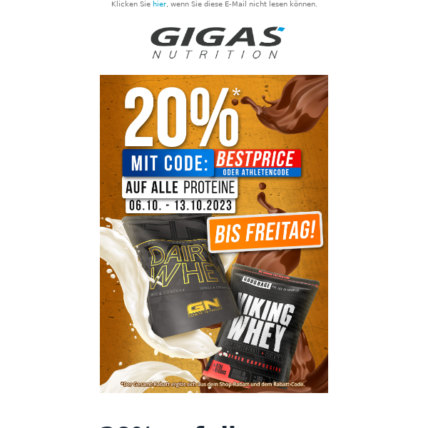 🔥Nur bis Freitag! -20% auf alle Proteine!