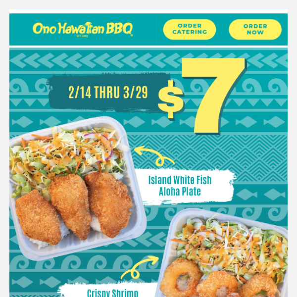 $7 Seafood Aloha Plate deal starts TODAY! 🐟