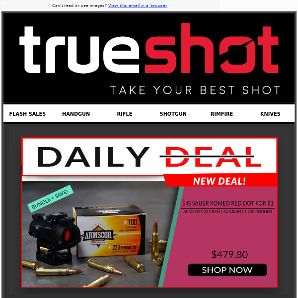 DAILY DEAL! | Bundle + Save | 223 Ammo | Red Dot