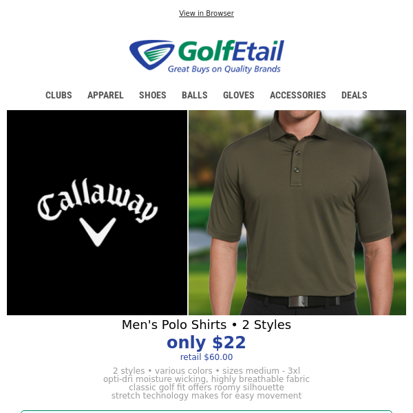 Save Today‼️ Callaway Men's Polo Shirts $22 • Sizes up to 3XL