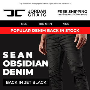 ⚫️  Sean Obsidian Denim Back in Jet Black ⚫️