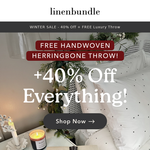 Free Herringbone Throw + 40% off Everything!