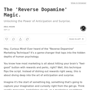 The 'Reverse Dopamine' Magic.