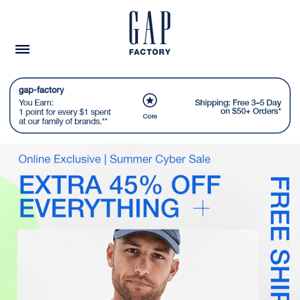 Extra 45% off EVERYTHING (summer essentials, included)