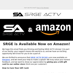 🎉 Review, Earn & Be Rewarded: $40 Gift Card from SRGE ACTV 🎁