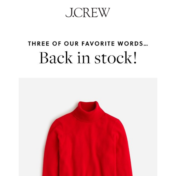 Back in stock! The Cashmere shrunken turtleneck sweater.