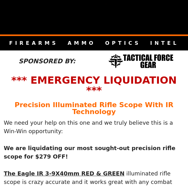 Emergency Liquidation on Eagle IR Scope (Almost Out)