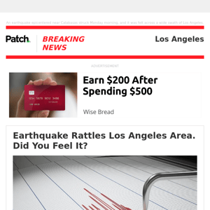 Earthquake Rattles Los Angeles Area. Did You Feel It? – Mon 08:37:21AM