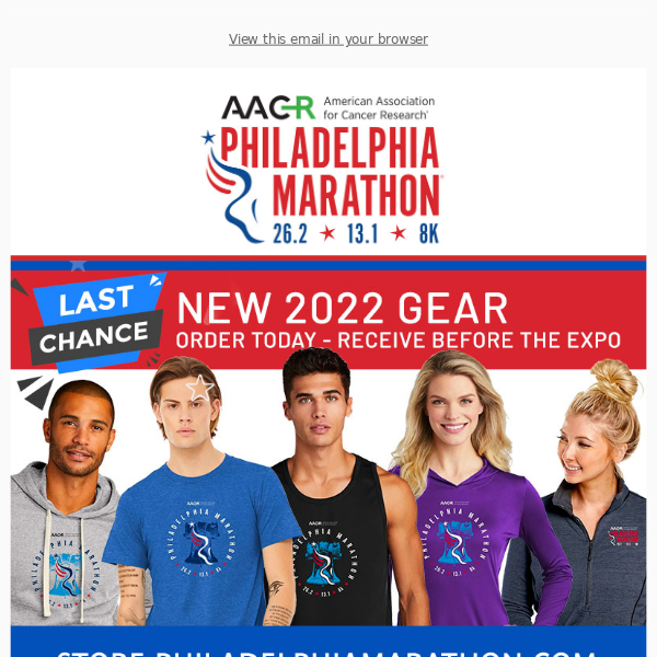 Last Chance! Order your Philadelphia Marathon Weekend merchandise today and receive before the expo.