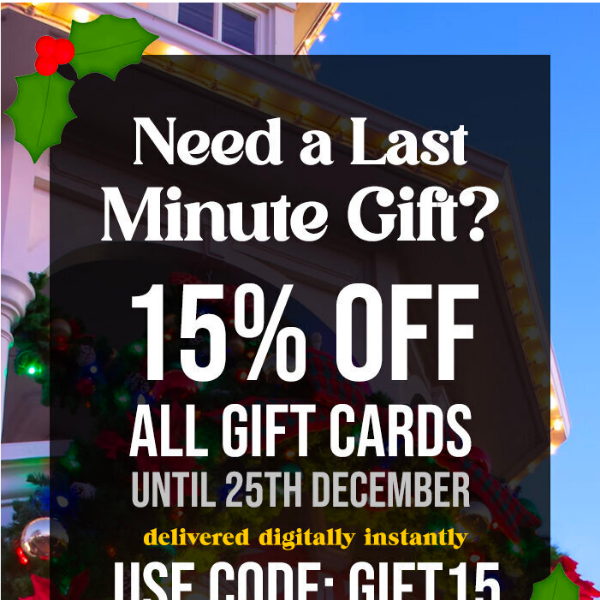 15% OFF Gift Cards 🎅🏻 Last Minute Gift! 🎁