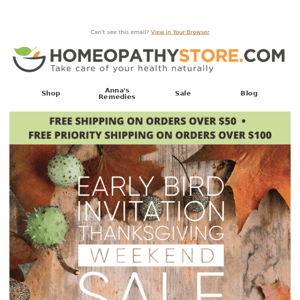 EARLY BIRD Thanksgiving Sale