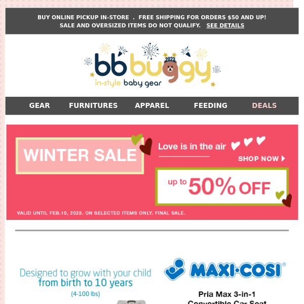 BB Buggy: LOVE IS IN THE AIR 50% OFF SALE