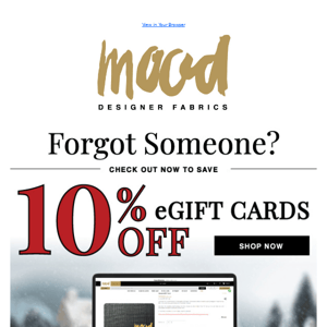 Last chance for 10% off eGift Cards