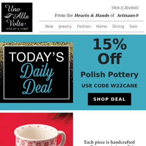 STARTS NOW! 15% Off Polish Pottery