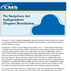 Important Update Regarding the Resumption of All Federal IDR Process Payment Determinations  