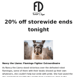 20% off end tonight