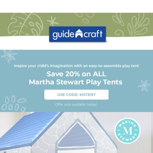New day, new deal! 20% off Martha Stewart Play Tents