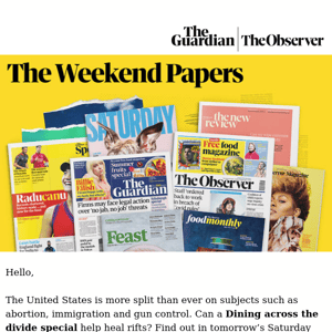 This weekend: A Dining across the divide US special, gene editing and mental illness, and the remarkable rise of ​​Jonathan Majors