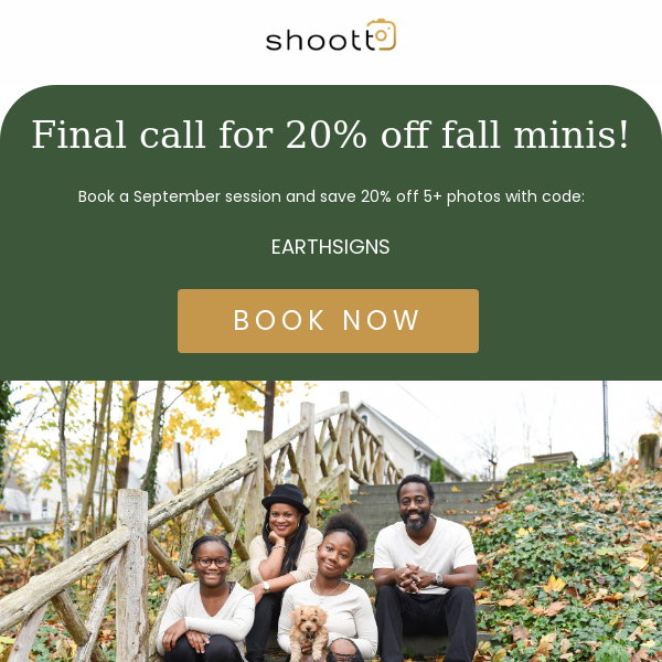 FINAL CALL! Fall mini photo sessions are 20% off! 🍁