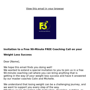 Invitation to a Free 90-Minute Coaching Call on Weight Loss Success