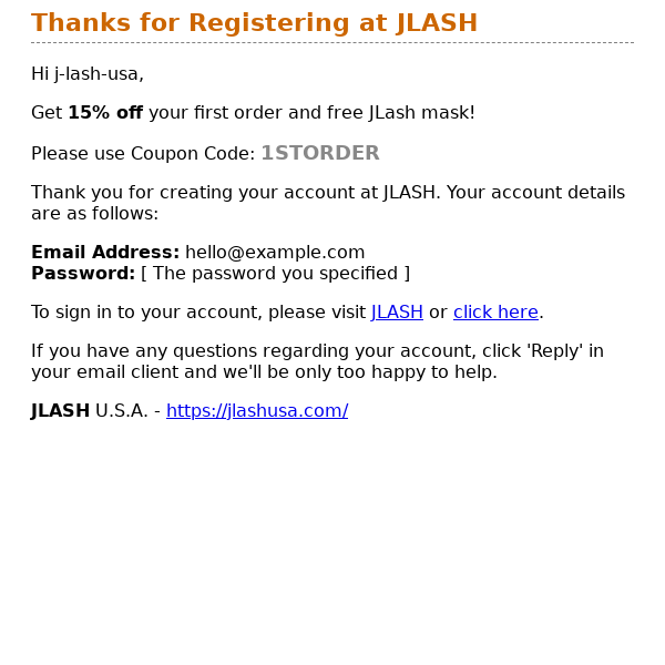 Thanks for Registering at JLASH