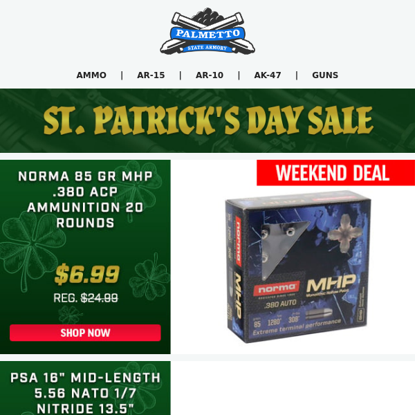St. Patrick's Day Weekend Deals on Dagger Bundles, Strike Eagle Bundles, Ammo, Rifle Kits, & More!