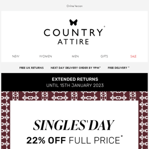 Singles' Day | 22% Off