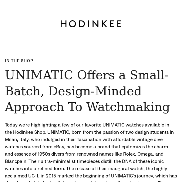 A Spotlight On UNIMATIC Watches