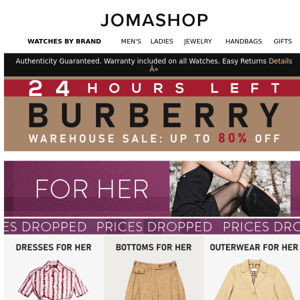 24 HRS LEFT: BURBERRY WAREHOUSE SALE 😍 UP TO 80% OFF