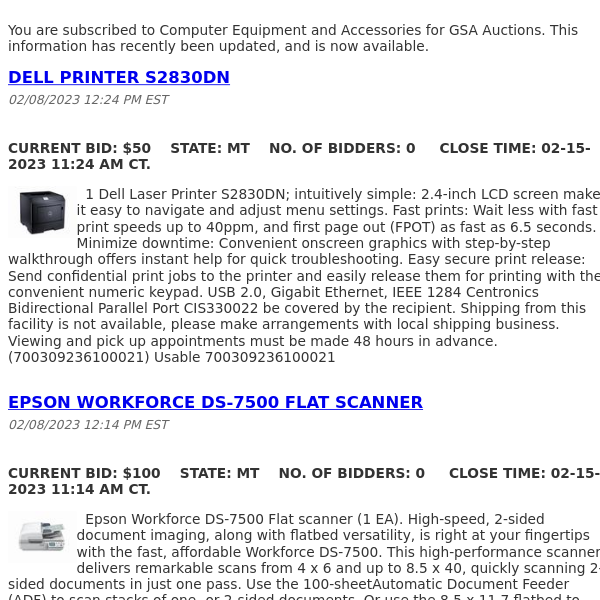 GSA Auctions Computer Equipment and Accessories Update