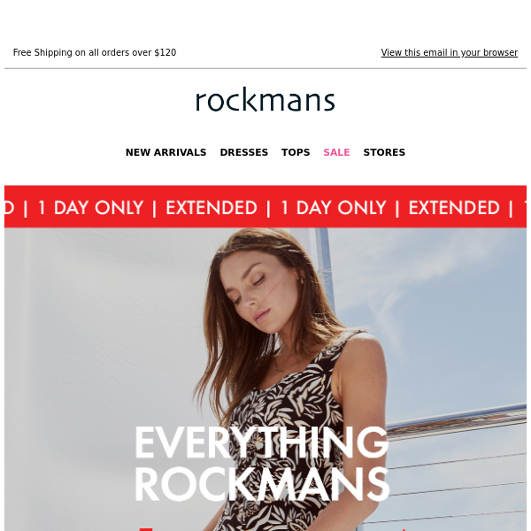 Boxing Day EXTENDED! $15* All Rockmans