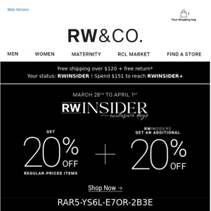 📩 You're invited: 20% + 20% RWInsider Event!