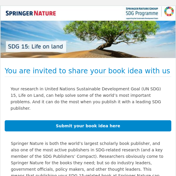 Publish your SDG 15 Life on Land book with Springer Nature and boost its impact