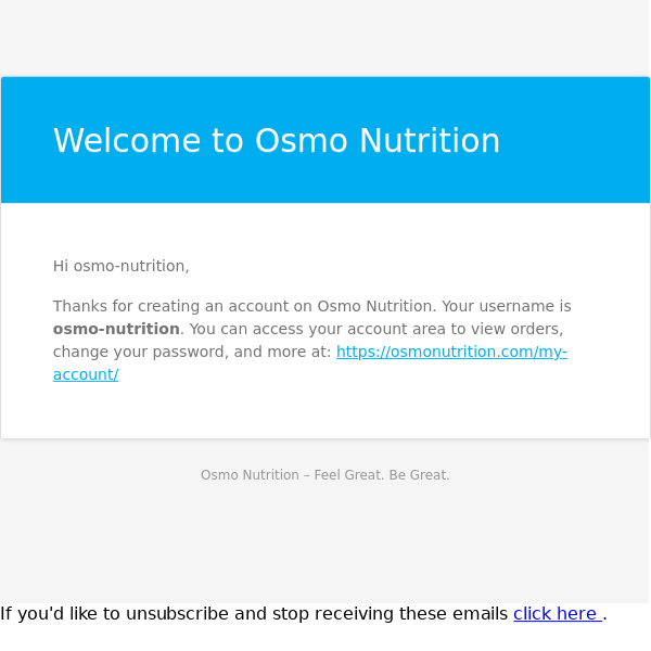 Your Osmo Nutrition account has been created!