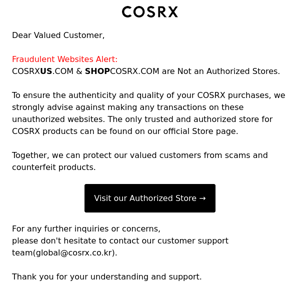 🚨 Important Notice: Official COSRX Online Store