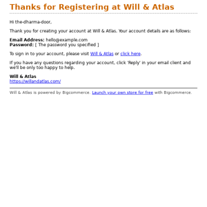 Thanks for Registering at Will & Atlas