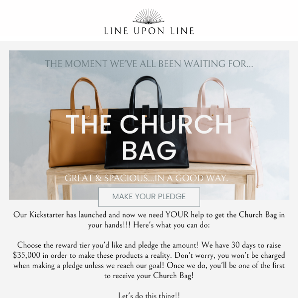 👜 Your time to shine! The Church Bag needs you
