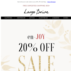 ENDS TODAY: 20% Off Sitewide