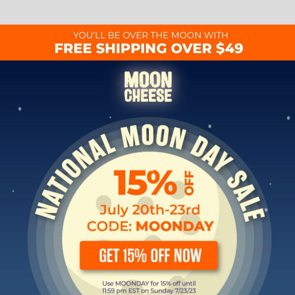 It's not Thursday, it's 15% off MOONDAY 🌖 3-days only