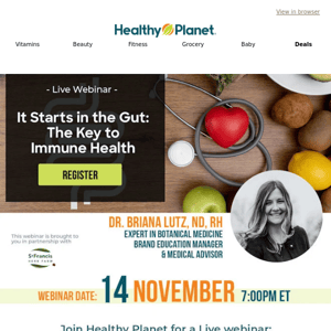 Live Webinar Today❗It Starts in the Gut: The Key to Immune Health | By Dr. Briana Lutz, ND, RH